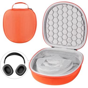 Imagem de Jomwag Estojo rígido organizador portátil para fones de ouvido Bose QC25/QC35/QC45/NC700/Sony/JBL – à prova de choque, impermeável, proteção durável, laranja - pequeno (opaco)