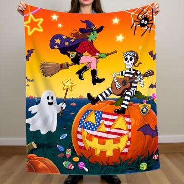 Imagem de Cobertor de lã de Halloween fantasma, cobertor de abóbora de Halloween para crianças bebês: festa fantasma em fundo cinza design em veludo macio roxo cobertor para sofá-cama 80 * 60