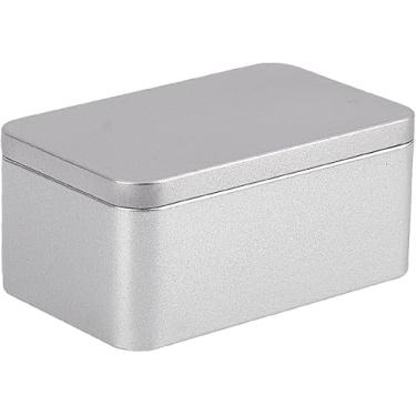 Imagem de 1 caixa quadrada de lata de biscoito, 12,7 x 7,6 x 5,8 cm/5 x 2,99 x 2,28 polegadas, lata de chá de ferro com tampa, recipiente de armazenamento de alimentos, caixa de armazenamento de biscoito de