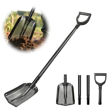 Imagem de VYNTRA Pá de peneiramento de metal de 121 cm, peneira de areia ajustável para galinheiro, cabra de fazenda e jardim, tela de malha durável para limpeza de cocô para limpeza de cocô, pá de peneira