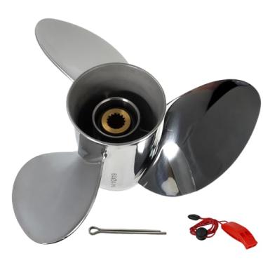 Imagem de QIKIRUO Hélice externa inoxidável 150-300HP compatível com motor Yamaha 14 1/2X19, 14 1/2X17, 14x19, 13 3/4x17, 13 3/4x21, 15 dentes estriados, RH (14 diâmetro 1/2X19P)