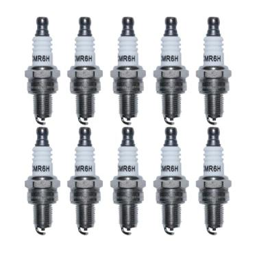 Imagem de Conjunto de 10 velas de ignição CMR6H compatíveis com máquinas de corte FS90, FS100, FS110, FS90R, FS100R e FS110R (modelo 3365).
