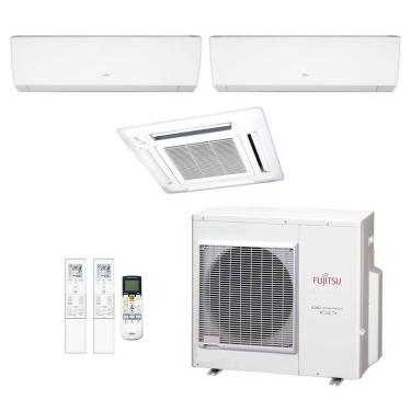 Imagem de Ar-Condicionado Multi Split Inverter Fujitsu 35.000 (2x Evap HW 9.000 + 1x Evap Cassete 4 Vias 18.000) Quente/Frio 220V