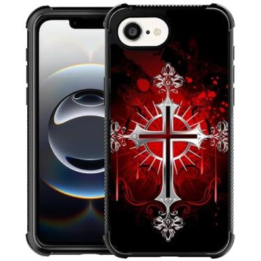 Imagem de CARLOCA Compatível com capa para iPhone 16e, estampa de Jesus da Cruz Vermelha para meninas, ultra proteção, à prova de choque, silicone macio, TPU, antiderrapante, traseira