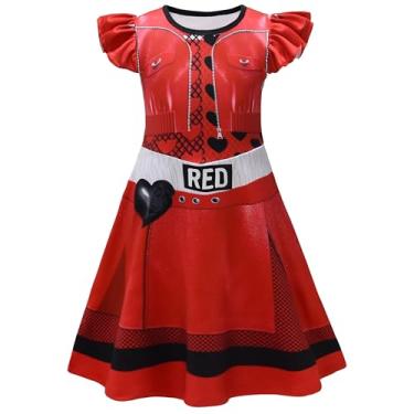 Imagem de AOVCLKID Fantasia De Princesa Vermelha Para Meninas, Descendentes, 4 Anos, Festa Aniversário, Halloween, Cosplay (7 A 8 Vermelho)