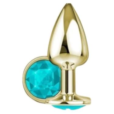 Imagem de Plug Anal Pedra De Cristal Dourado Grande Plug Luxo Penetráveis Dilatação 7054 (AZUL)