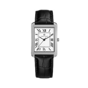 Imagem de Relógio de pulso masculino quadrado Pablo Raez clássico moda casual minimalista preto e branco