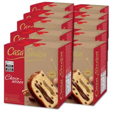 Imagem de Panettone Casa Suíça Choconozes Kit 10 unidades 500g
