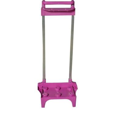 Imagem de Suporte Carrinho Mochila 30 Cm Rodinha Silicone Escolar Rosa - Paulite