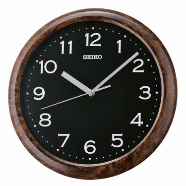 Imagem de Seiko Relógio de parede Holt, marrom fosco e preto, 33 cm