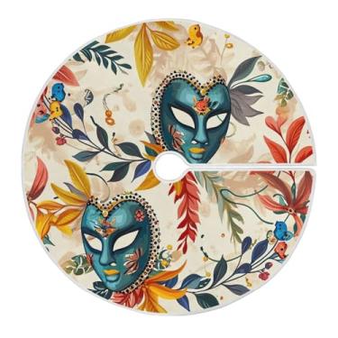 Imagem de Blueangle Saia de poliéster macio com estampa de máscaras de carnaval de 118 cm para decoração de carnaval (17)