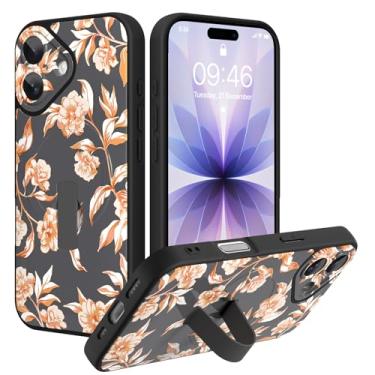 Imagem de Jefonha Capa magnética para iPhone 17 com suporte de alça de dedo, compatível com Magsafe, linda linda capa de impressão de flores brancas com proteção total para câmera à prova de choque, cinza