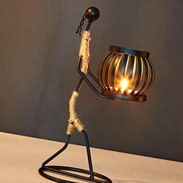 Imagem de Generic Castiçal de Ferro Em Formato Exclusivo Com Candelabro Artístico de Corda de Cânhamo para Decoração de Mesa e Eventos de Festa (Tipo H)