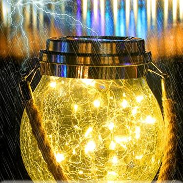 Imagem de YWBL-WH Lanterna Solar de Vidro Rachado, Luz Solar Suspensa à Prova d'água Com 30 LEDs para Decoração Externa de Pátio de Jardim (#13)