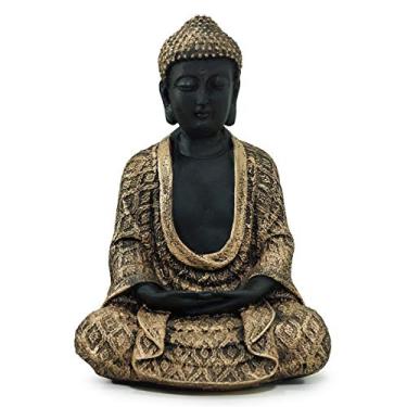 Imagem de Buda Hindu Tibetano Estátua de Resina Esotérica Chakra (Dourado/Preto)