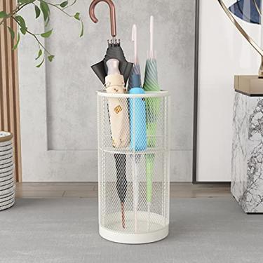 Imagem de YYBOES Suporte de guarda-chuva de metal, recortes nórdicos, arte de ferro, porta-guarda-chuva, organizador de entrada interna, prateleira de armazenamento redonda para casa, entrada, corredor