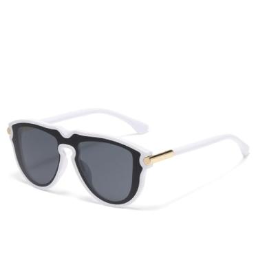 Imagem de VFDHN Óculos de Sol de Armação Grande Femininos e Masculinos, Moda Luxo, Modelo Único, Proteção UV400 (TYJ382-7)