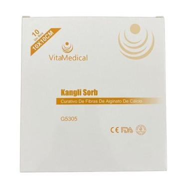 Imagem de curativo de alginato de cálcio sódio 10x10cm caixa c/10 unidades cicat