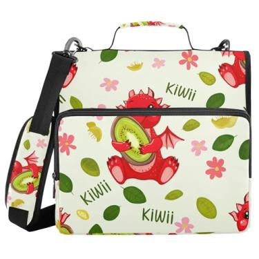 Imagem de xigua Fichário fofo com zíper Red Dragons com alça de ombro e alça para transporte fácil, fichário de 3 anéis de 3 cm para escola, painel de expansão e arquivo expansível