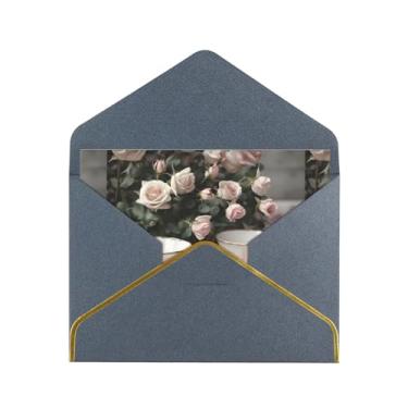 Imagem de Copos de chá com rosas cartões românticos com estampa gasta para todas as ocasiões, convites de festa de aniversário de casamento, 12,7 x 15,2 cm