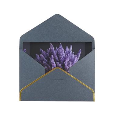 Imagem de SKKNT Cartões de felicitações com estampa de buquê de lavanda para todas as ocasiões, convites de festa de aniversário de casamento, 12,7 x 15,2 cm
