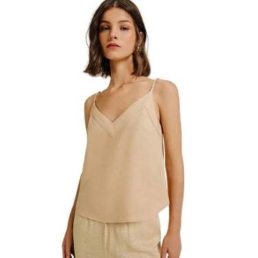 Imagem de Regata Hering Feminina Decote V Com Linho Rose-Feminino