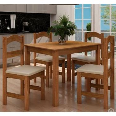 Imagem de Mesa com 4 Cadeiras madeira - Praiana Arauna Freijó mod02