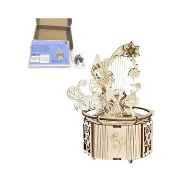 Imagem de Caixa De Música De Madeira 3D DIY Montagem Quebra-Cabeça Rotativo Brin
