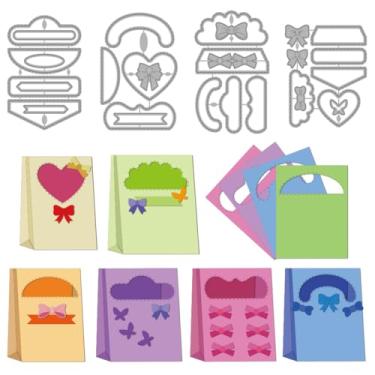 Imagem de MAYJOYDIY Bolsa com alça 3D, matrizes de corte de metal, laço, estêncil, sacos de presente criativos, moldes de molde de gravação para artesanato de papel faça você mesmo, fazer cartões, álbum de