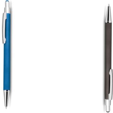 Imagem de Genérico Caneta Esferográfica Azul, Corpo em Papel Reciclado, com Ponta Touch Emborrachada, Escrita Geral, Kit com 2 Unidades (Azul e Prata 2)