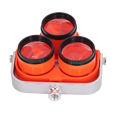 Imagem de KIMISS Prisma de Estação Total Com 3 Cabeças - Prisma de Vidro óptico de 64 Mm para Levantamento de Precisão, Mapeamento e Medição Em Ferrovias, Túneis, Rodovias e Muito Mais