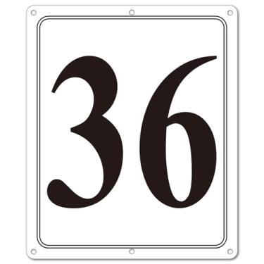 Imagem de i-CowFun Placa numerada de metal premium ao ar livre, refletiva 30,5 cm x 25,4 cm grandes placas numéricas de alumínio 36 para estacionamento, quadra de tênis, campo, armazém, corredor, edifício, doca