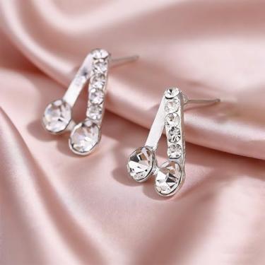 Imagem de Brincos femininos em forma de V com design de diamante falso brilhante, fofos e exclusivos, adequados para o dia a dia e qualquer ocasião.