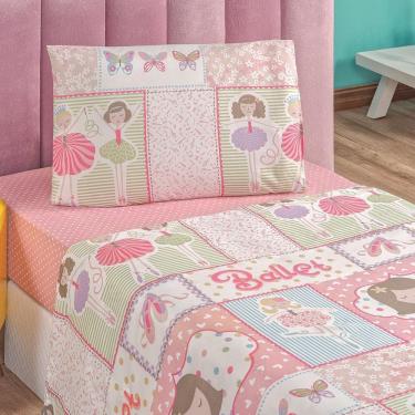 Imagem de Jogo De Cama Lençol Carrosel Solteiro 03 Peças Infantil Estampado Divertido - Bailarina