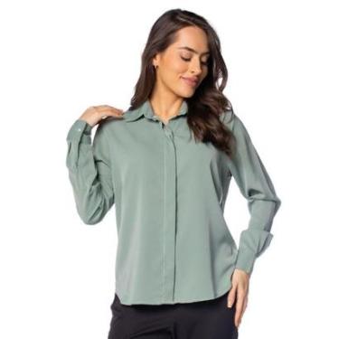 Imagem de Camisa Feminina Milani Alice Manga Longa Verde-Feminino
