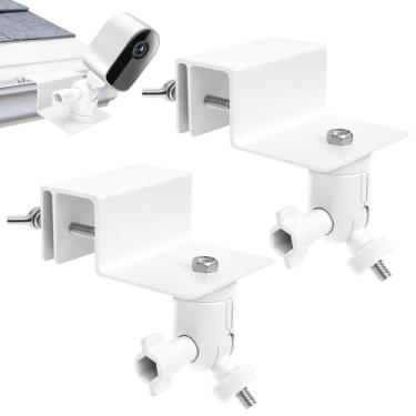 Imagem de Pacote com 2 suportes de calha, suporte de montagem ajustável à prova de intempéries de 360° compatível com eufyCam 2C/2C Pro 2/2 Pro 3C/S300 3/S330 SoloCam S220/C210, universal com rosca de parafuso