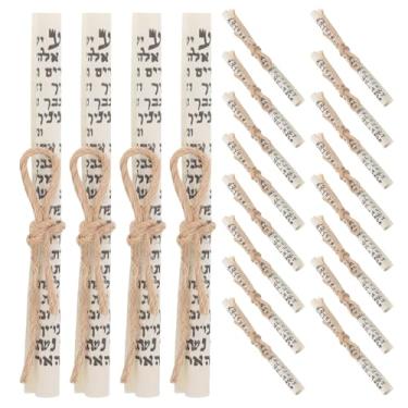 Imagem de Lurrose 20 peças de rolos de mezuzá kosher pré-enrolados mini papel de bênção de porta hebraico para Mitzvah judaica tradicional proteção doméstica e decoração cultural