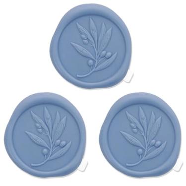 Imagem de Zaamwoyy 50 adesivos de lacre de cera, acessórios de convite de casamento, adesivos de selo, cartões de envelope, lacre de cera vintage para aniversário de casamento, chá de panela, Natal (azul)