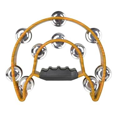 Imagem de Tambor de percussão dupla de plástico pandeiro com fileira dupla de jingles brinquedo de som brilhante para crianças adultos aulas de música bandas de estúdio de gravação