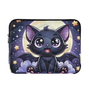 Imagem de Bolsa para laptop fofa e leve com gato morcego, capa de transporte durável para tablet de viagem para trabalho, bolsas para laptop para mulheres, de 13 a 14 polegadas