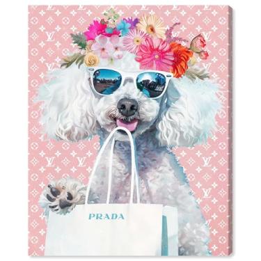 Imagem de Art Remedy Impressão em tela Poodle Shopping Day de animais fofos, envolto em galeria, 51 x 61 cm