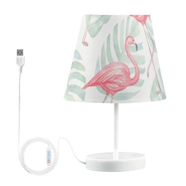 Imagem de GAIGEO Candeeiro de mesa personalizado de flamingos em aquarela lindos candeeiros de cabeceira LED para mesa de cabeceira recarregável por USB, lâmpada aconchegante que muda de cor, berçário