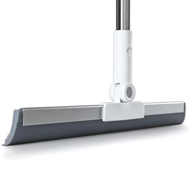 Imagem de Purexa Vassoura de ar multifuncional de 38 cm de largura para remoção de água e pelos de animais de estimação, rodo de piso para limpeza de azulejos, madeira e sob o mobiliário com cabo telescópico de