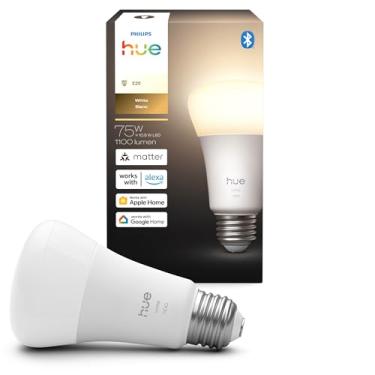 Imagem de Philips Hue - Smart LED holofote A19 branco quente 2700K E26 Soquete 10,5 W 1100 lúmens regulável Funciona com Alexa, Google Assistant e Apple Home, pacote com 1
