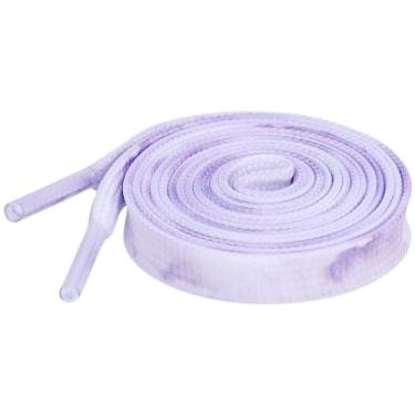Imagem de Elerevyo Cadarços de textura plana tie-dye cadarços estampados para tênis atléticos 1 par, Violeta claro, 140cm/55.1"