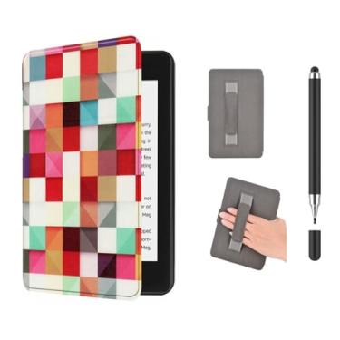 Imagem de Akacy Capa protetora de couro PU com estampa pintada com alça de pulso para Kindle Paperwhite 6,8 (Geração 2021, números de modelo M2L3EK), fina e leve, à prova d'água (16)