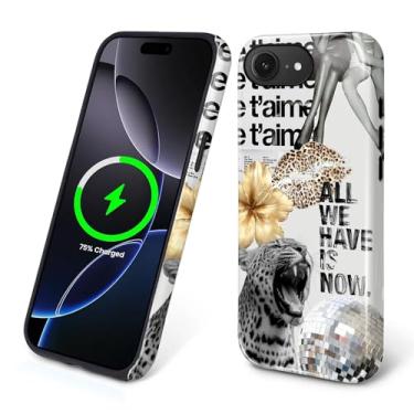 Imagem de Flivro Capa magnética para iPhone 16e, compatível com capa rígida Magsafe PC e amortecedor interno de silicone, antiarranhões, à prova de impacto, design fino, moderno, leopardo, animal estrela