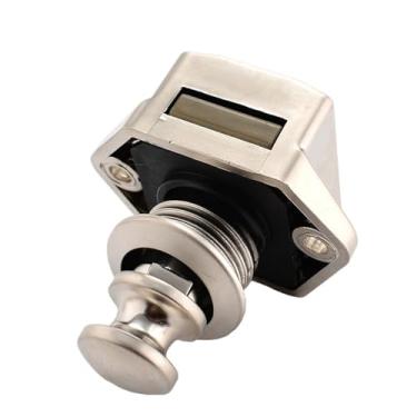 Imagem de Trava de pressão para carro de campista 20 mm RV Caravana Barco Motor Home Gabinete Gaveta Fechaduras com botão de trava 1 peça (marrom pequeno)