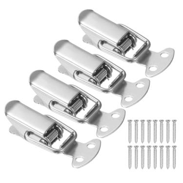 Imagem de PATIKIL 4 peças de trava de aço inoxidável acionada por mola, caixa de ferramentas de 3,5 cm, trava de fixação com parafusos de montagem para caixa de madeira de celeiro de porta de armário