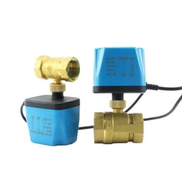 Imagem de 1/2 a 5.1 cm normalmente fechada 2 fios 1 válvula de esfera elétrica de latão de controle 1 peça (5.1 cm, DC12-24V_Normalmente fechado)